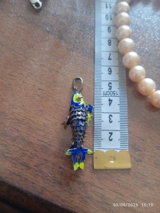 Ciondolo vintage carpa Koi snodabile in argento