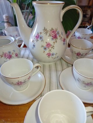 Juego de café Santa Clara porcelana flores