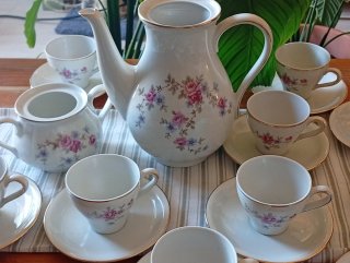 Juego de café Santa Clara porcelana flores