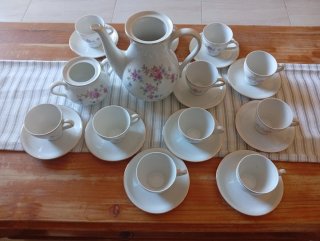 Juego de café Santa Clara porcelana flores