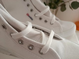Superga plataforma cuñas altas blancas