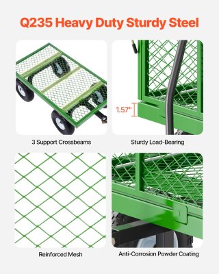 Carrello Giardino Trainabile in Acciaio su Ruote