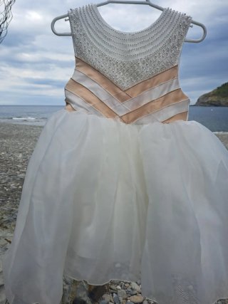 Vestido fiesta niña perlas y tul