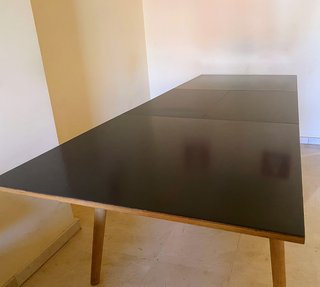 Mesa comedor extensible madera y cristal