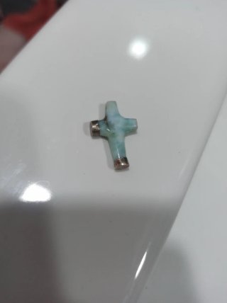 Colgante Cruz Plata y Larimar