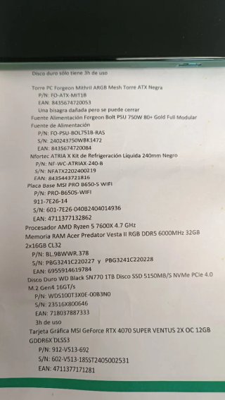PC PcCom AMD Rayzen 5 7600X  -  W23S0382