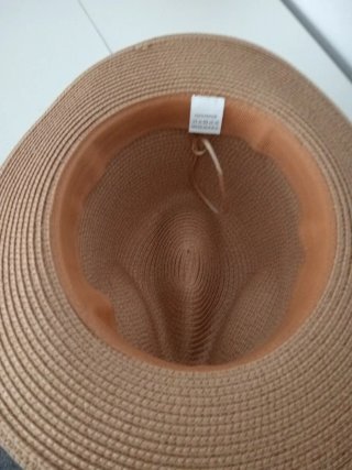 Sombrero de paja beige con cinta marrón, ajustable