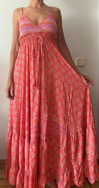 Vestido largo seda India
