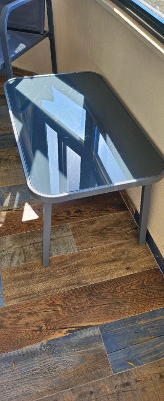 Conjunto terraza: 2 sillas y sillón y mesa de cris