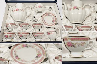 Juego de café de porcelana floral