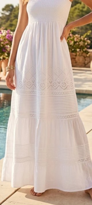 Vestido"Cuplé"estilo ibicenco con mangas.