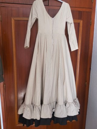 Vestido Flamenca Canastero Beige Negro Talla S