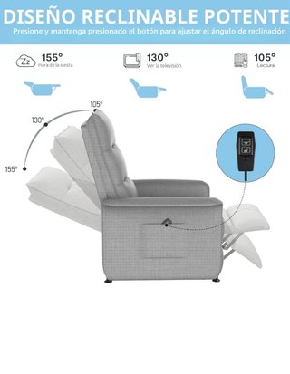 Sillón Relax Eléctrico Gris Tela