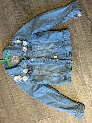Giubbino Jeans Bambina con Fiori