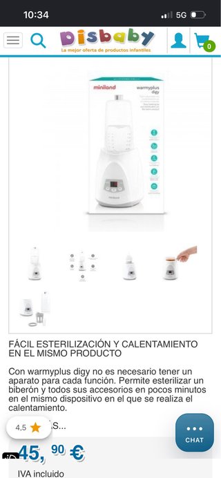 Calienta Biberones y Esterilizador Miniland.