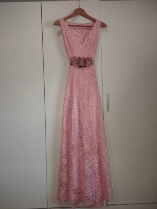 Vestido largo rosa MARCA TERIA YABAR