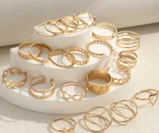 Pack 22 Anillos Dorados Ajustables