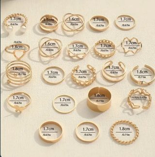 Pack 22 Anillos Dorados Ajustables