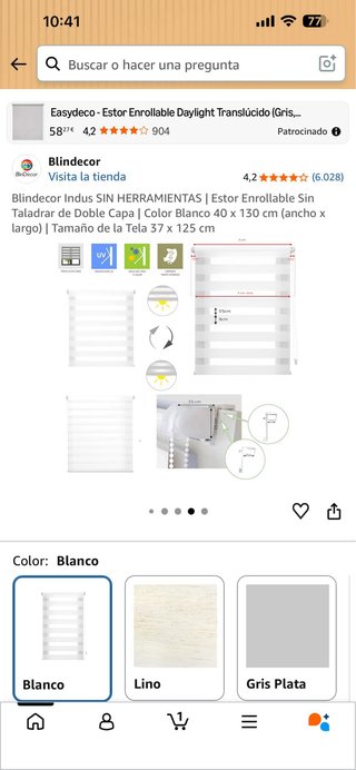 Estor Enrollable Blindecor Indus Blanco