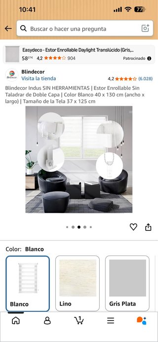 Estor Enrollable Blindecor Indus Blanco