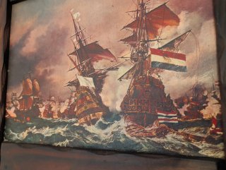 Cuadro de Galeones en Batalla