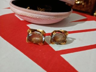 Pendientes antiguos vintage marrones y dorados