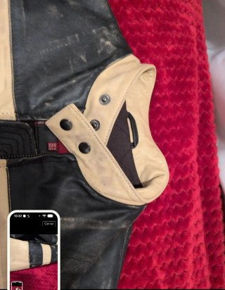 Chaqueta de cuero para moto bicolor