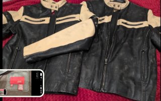 Chaqueta de cuero para moto bicolor