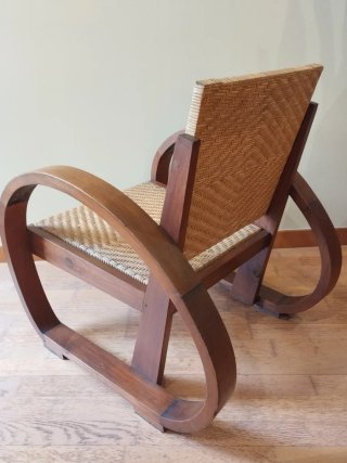 Butaca de madera y ratán