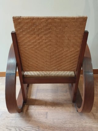 Butaca de madera y ratán