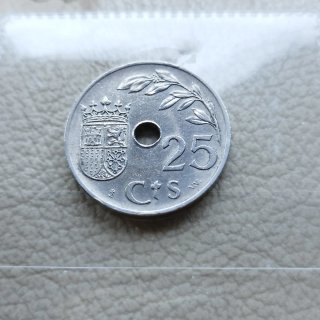 Única moneda 25 céntimos (1 real) de 1937