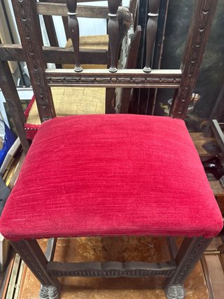 Juego 4 Sillas Vintage Madera y Terciopelo Rojo