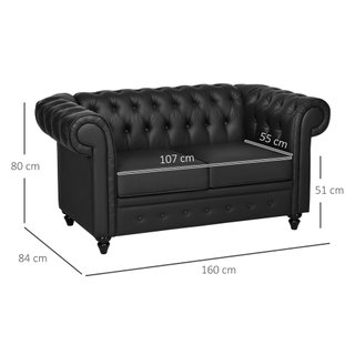Divano 2 Posti in Stile Chesterfield in Pelle PU