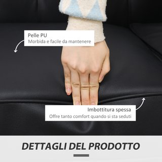 Divano 2 Posti in Stile Chesterfield in Pelle PU
