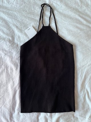 Top Mango Negro Halter Talla M Nuevo
