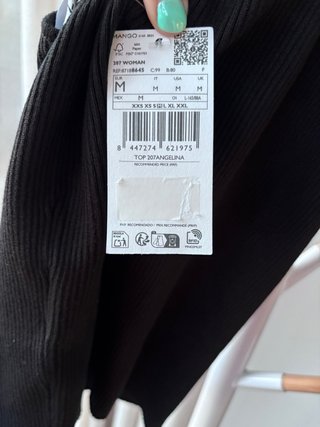 Top Mango Negro Halter Talla M Nuevo