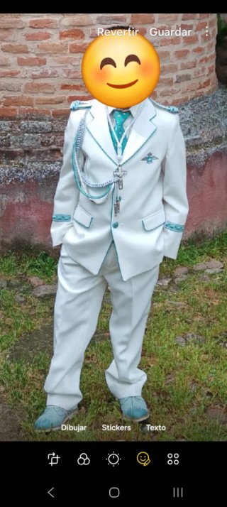 Traje Comunión Niño Blanco y Turquesa