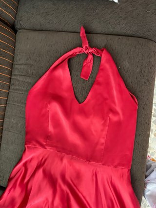 Vestido rojo largo halter