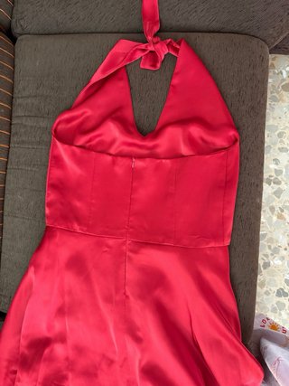 Vestido rojo largo halter