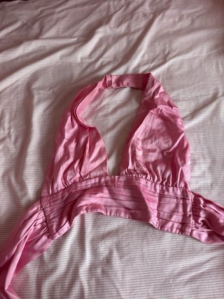 Top rosa escotado halter