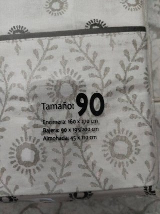 Juego Sábanas 90 Estampado Gris y Blanco