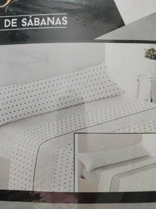 Juego Sábanas 90 Estampado Gris y Blanco