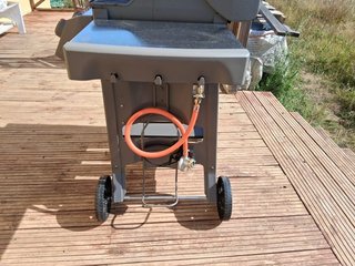 Barbacoa de gas gris y plateada Weber