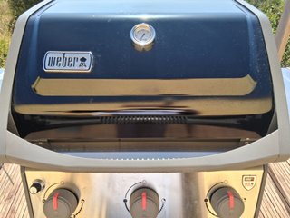 Barbacoa de gas gris y plateada Weber