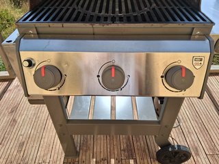 Barbacoa de gas gris y plateada Weber