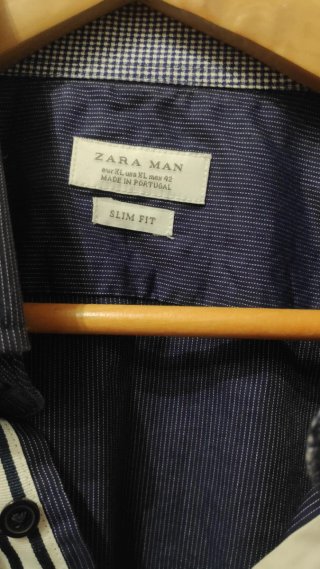 Camisa Zara Slim Fit Azul Talla XL