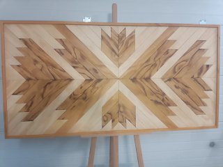 Cabecero Madera Diseño Étnico Geométrico