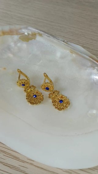 Pendientes Vintage Oro 18k y Topacio Azul