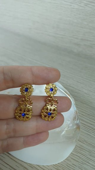 Pendientes Vintage Oro 18k y Topacio Azul