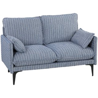 Divano 2 Posti con Braccioli 131x78x83 cm Blu